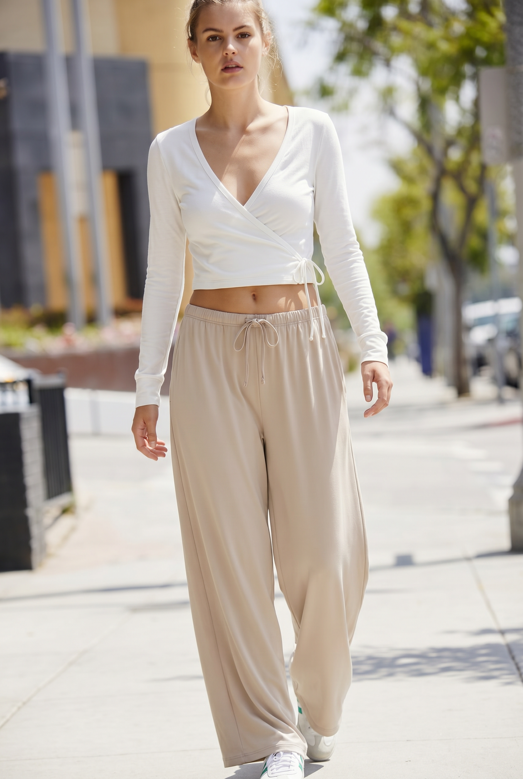 Fey Wrap LS Blouse White