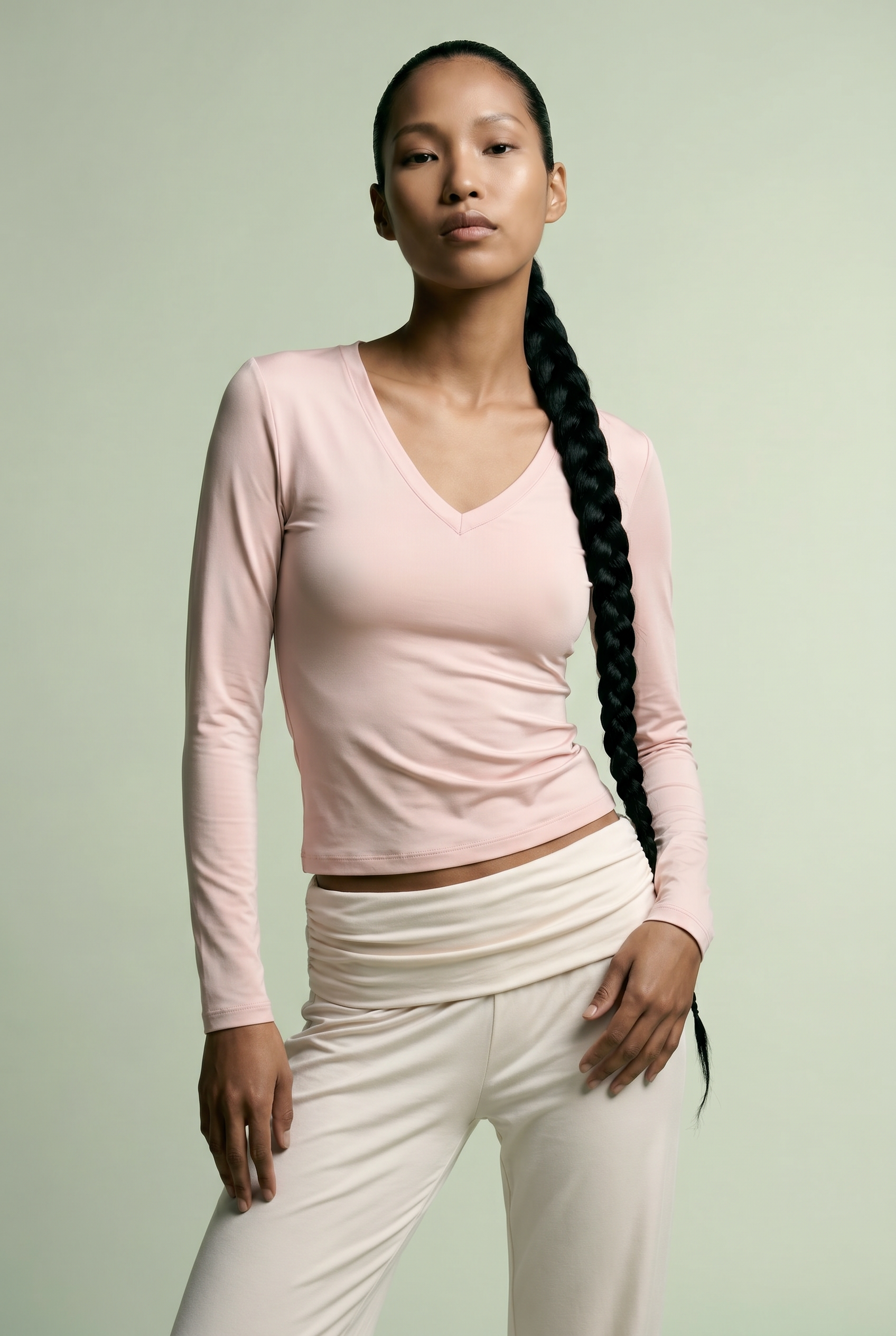 Super Soft LS V-Neck Light Pink