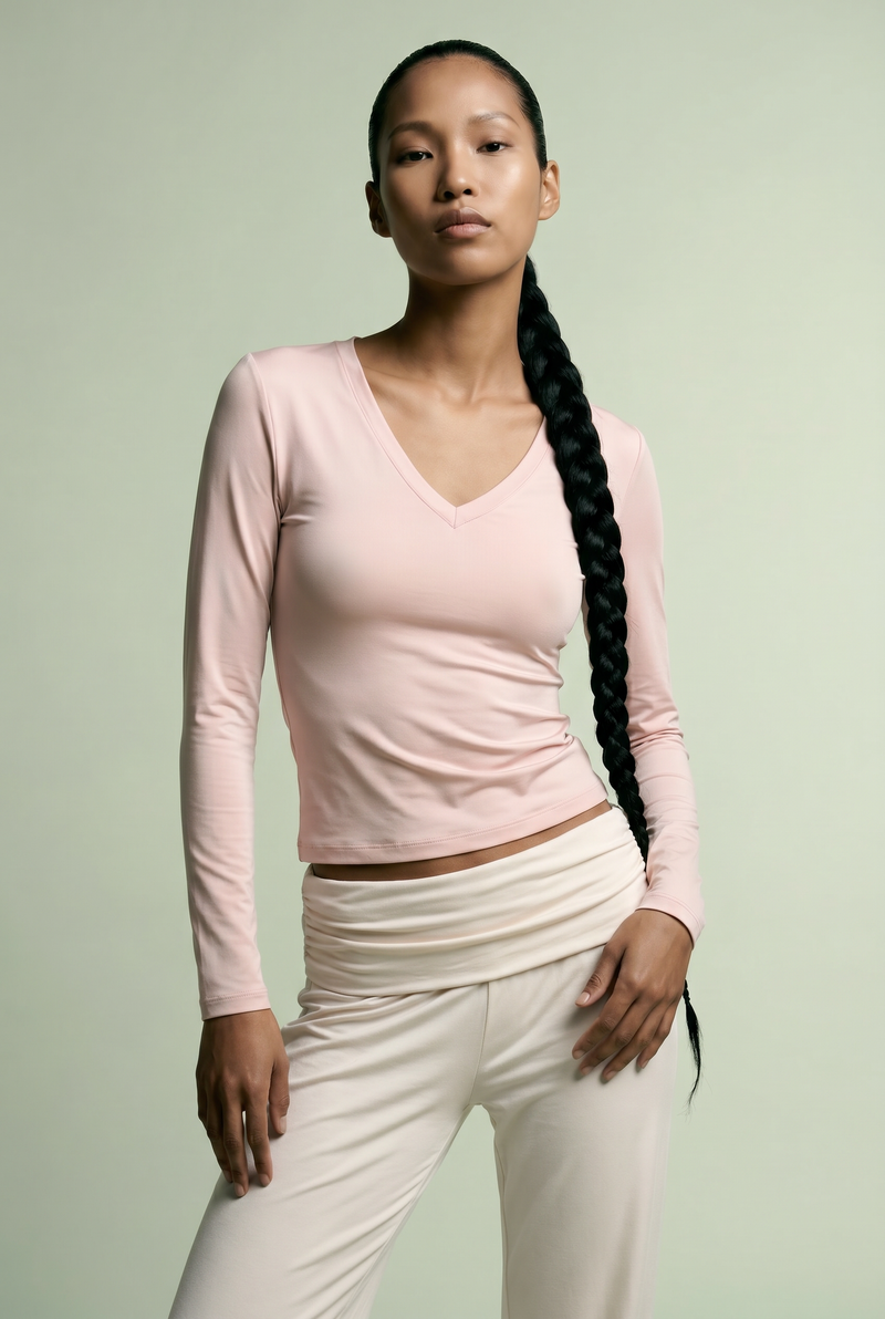 Super Soft LS V-Neck Light Pink
