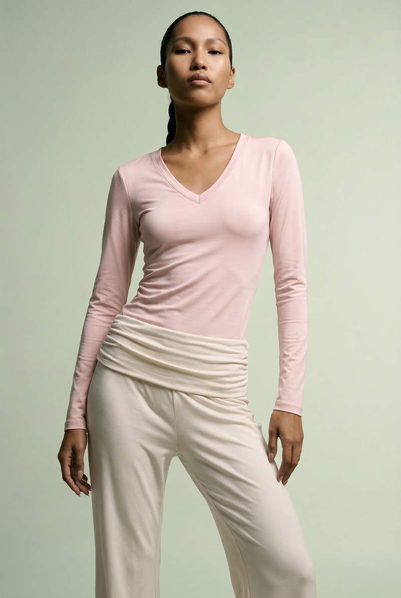 Super Soft LS V-Neck Light Pink