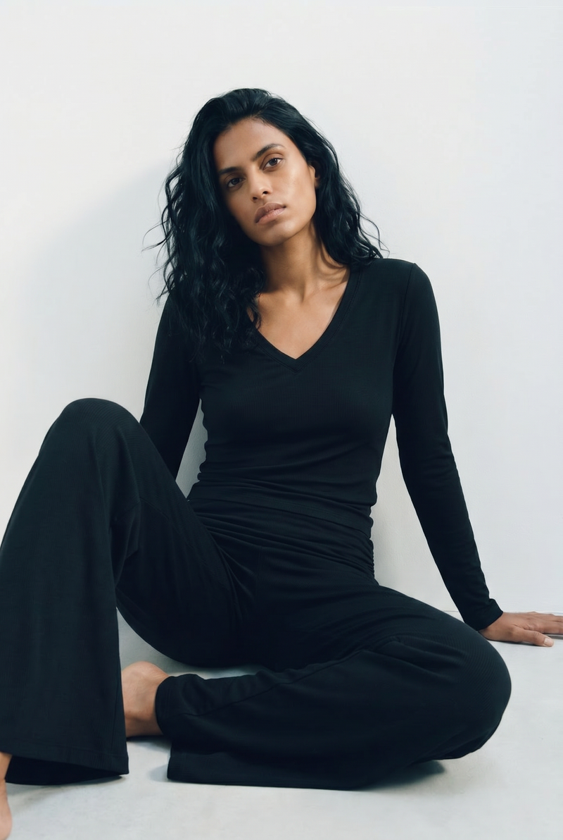 Ultra Soft Fold-Over HW Pant Black