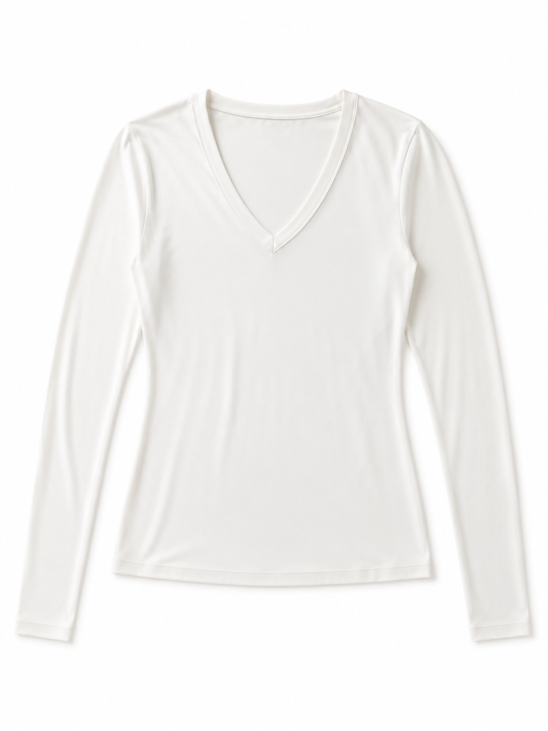 Super Soft LS V-Neck White