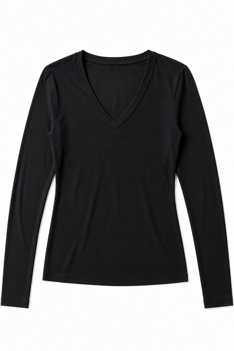 Super Soft LS V-Neck Black