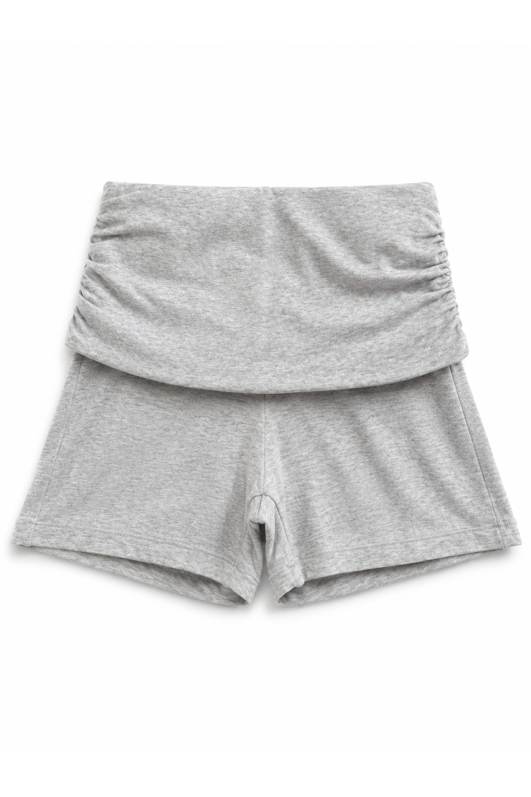 Fold-Over Cotton Shorts Grey