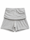 Fold-Over Cotton Shorts Grey