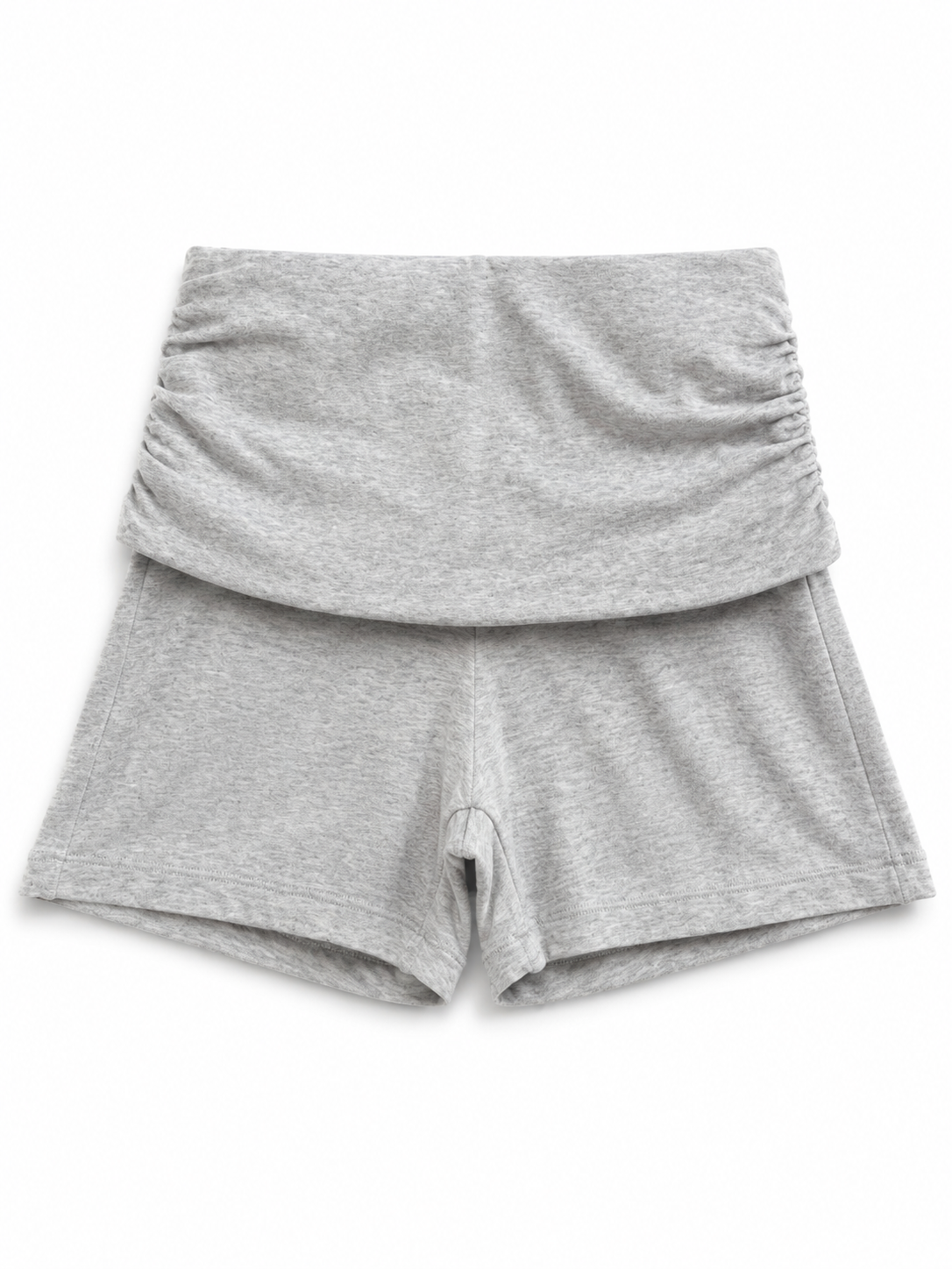 Fold-Over Cotton Shorts Grey