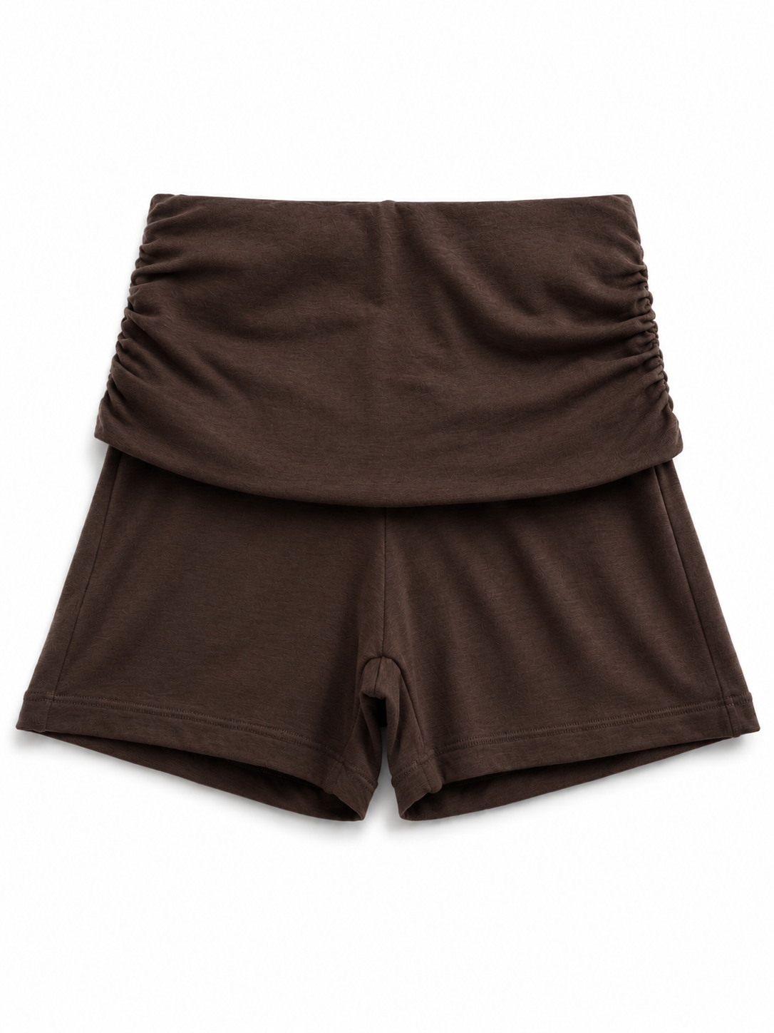 Fold-Over Cotton Shorts Dark Brown