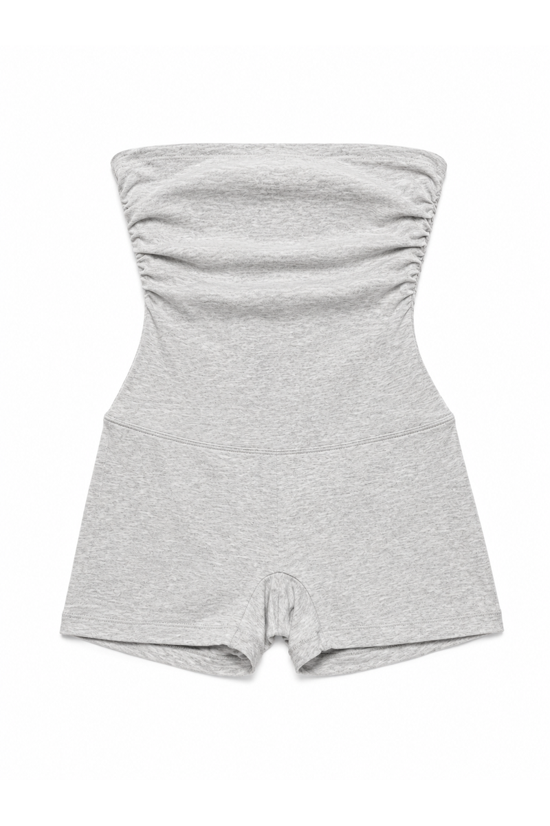 Fold-Over Cotton Shorts Grey