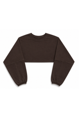 Fave LS Cropped Blouse Dark Brown