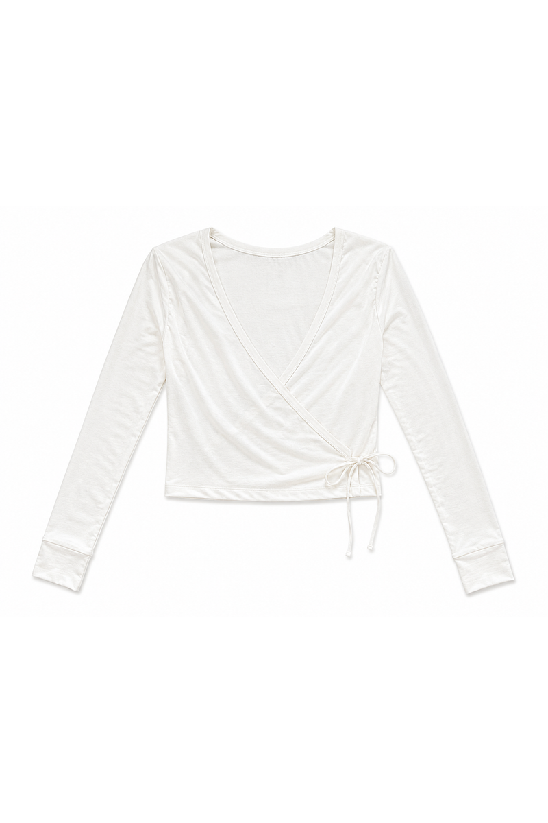 Fey Wrap LS Blouse White